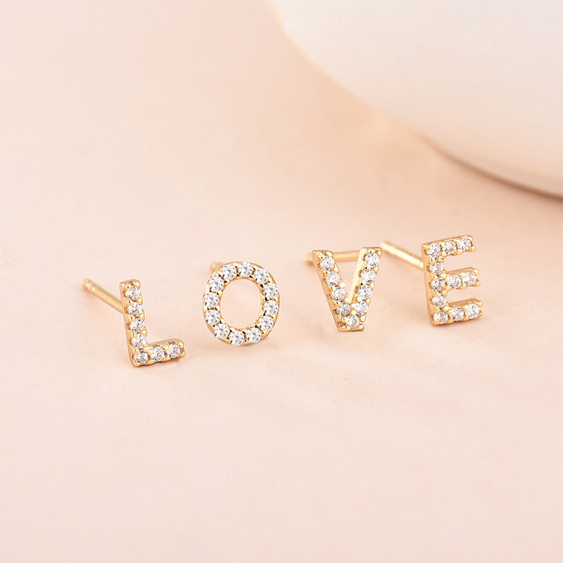 Gold Zircon Letter Earrings - AltaMiraJewels