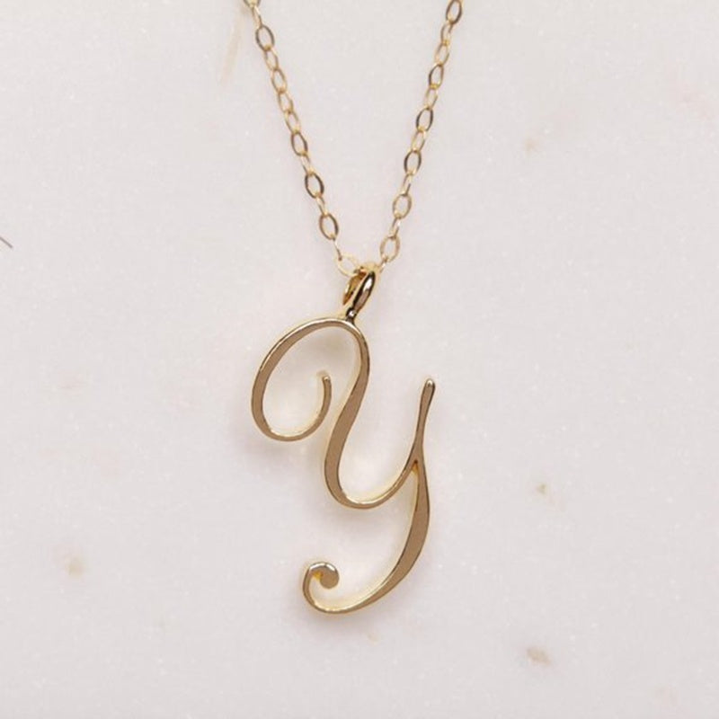 Gold Initial Letter Necklace - AltaMiraJewels