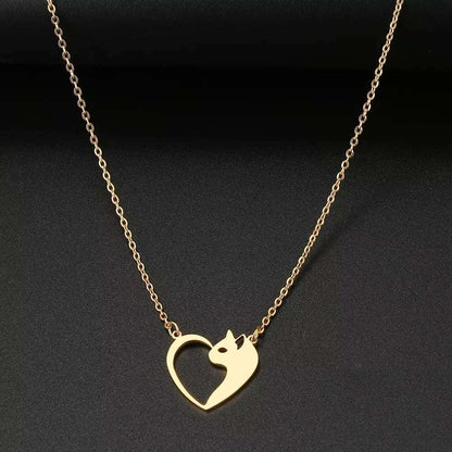 Heart Cat Pendant Necklace