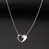 Heart Cat Pendant Necklace