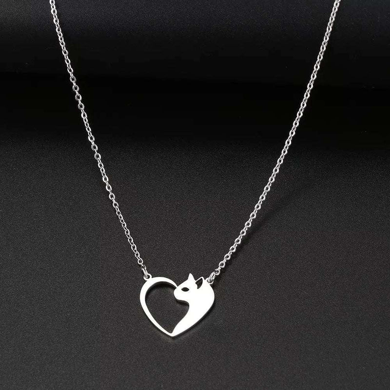 Heart Cat Pendant Necklace