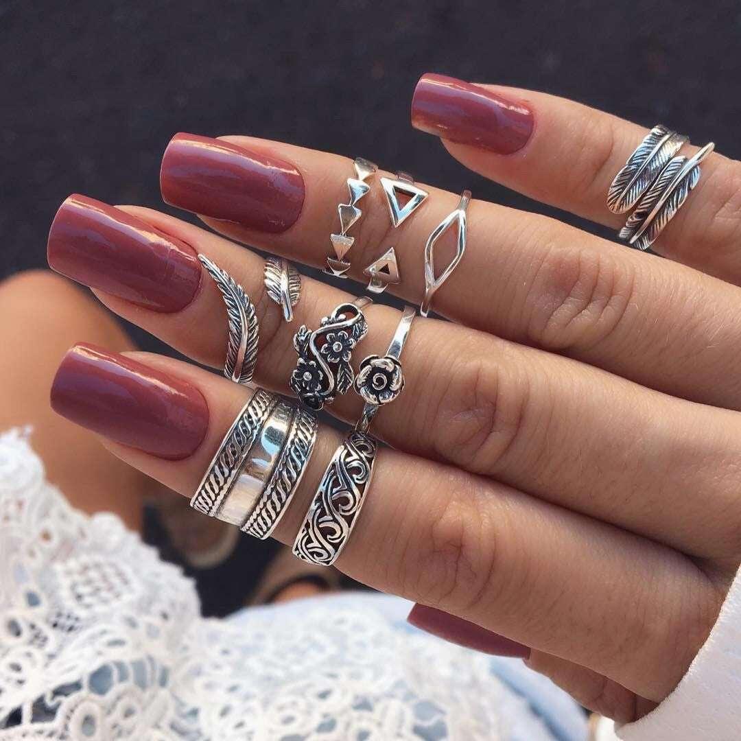Boho Triangle Ring Set
