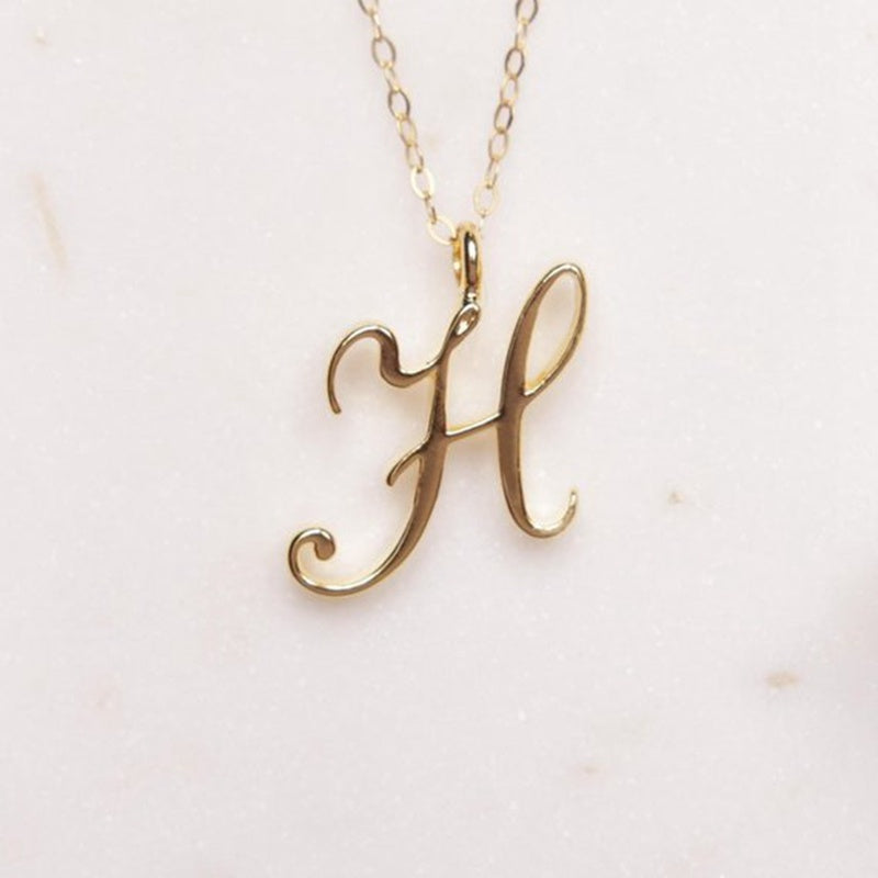 Gold Initial Letter Necklace - AltaMiraJewels