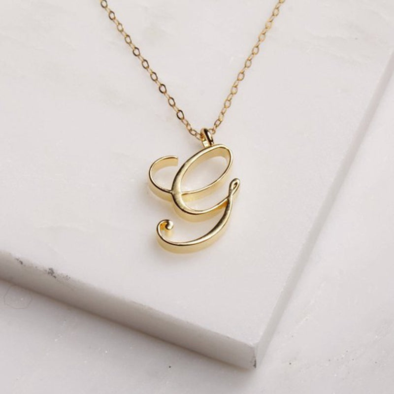 Gold Initial Letter Necklace - AltaMiraJewels