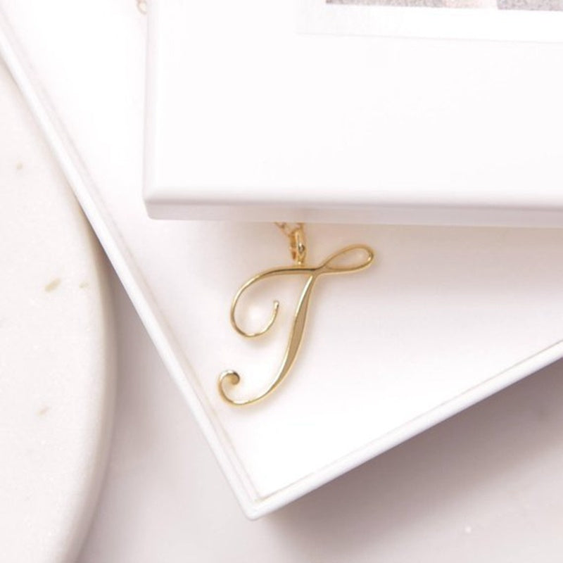 Gold Initial Letter Necklace - AltaMiraJewels