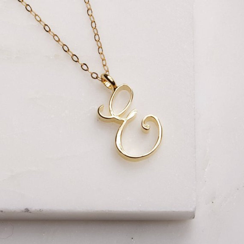 Gold Initial Letter Necklace - AltaMiraJewels