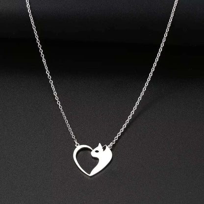 Heart Cat Pendant Necklace