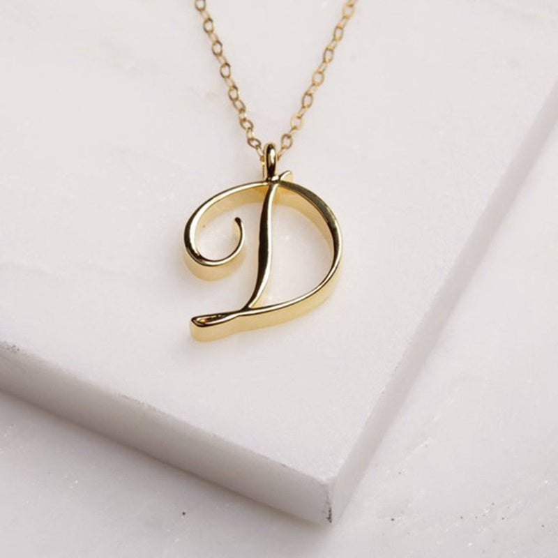 Gold Initial Letter Necklace - AltaMiraJewels