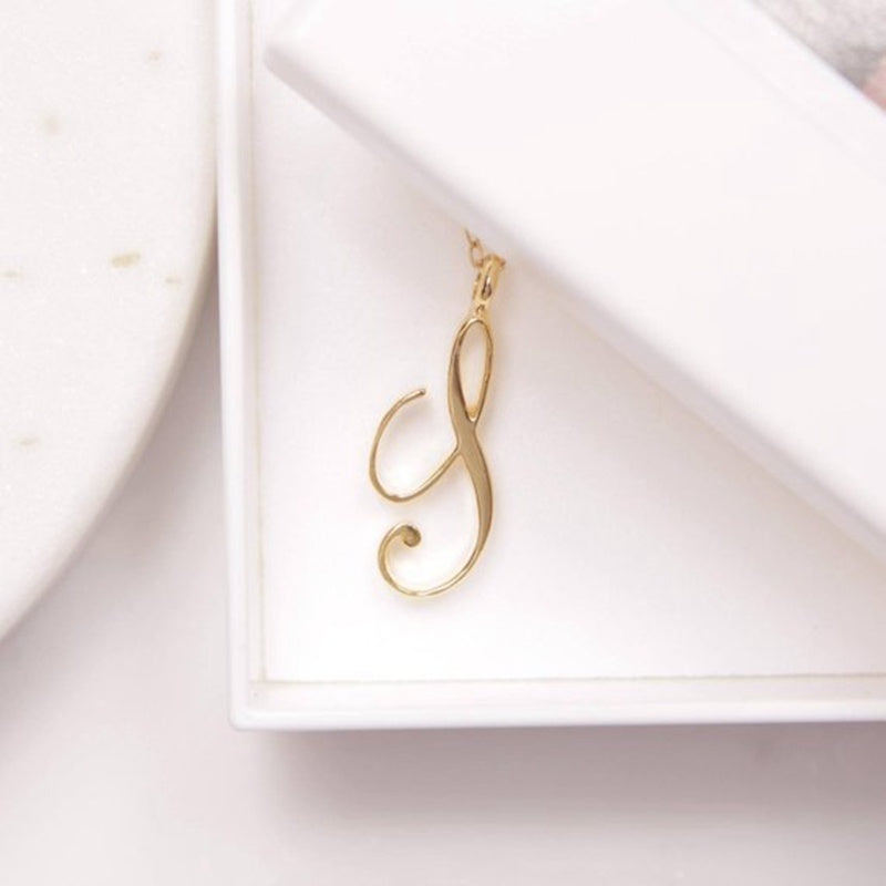 Gold Initial Letter Necklace - AltaMiraJewels