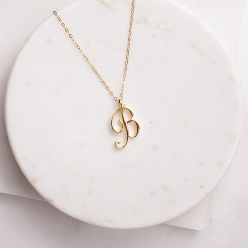 Gold Initial Letter Necklace - AltaMiraJewels