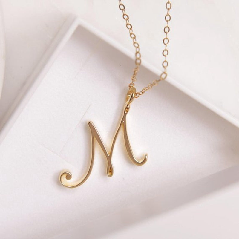 Gold Initial Letter Necklace - AltaMiraJewels