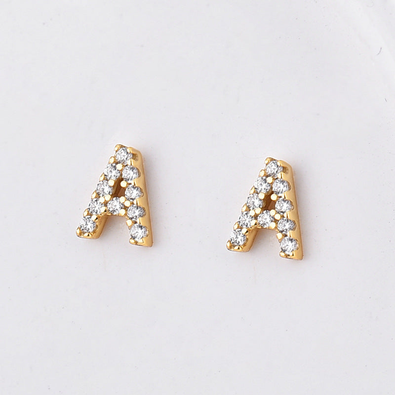 Gold Zircon Letter Earrings - AltaMiraJewels