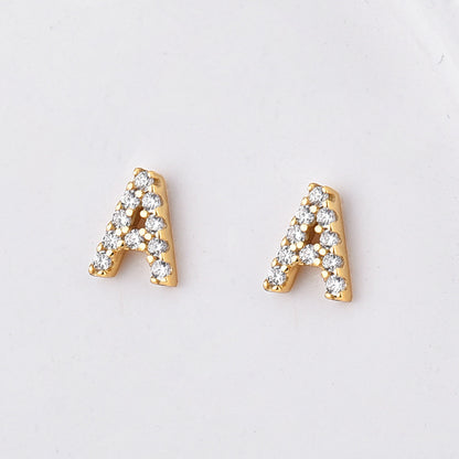 Gold Zircon Letter Earrings - AltaMiraJewels