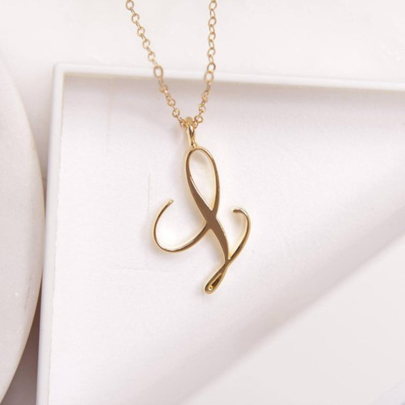 Gold Initial Letter Necklace - AltaMiraJewels