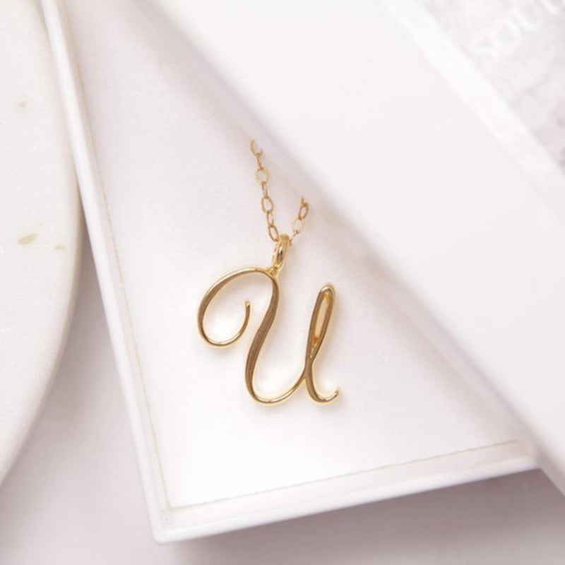 Gold Initial Letter Necklace - AltaMiraJewels