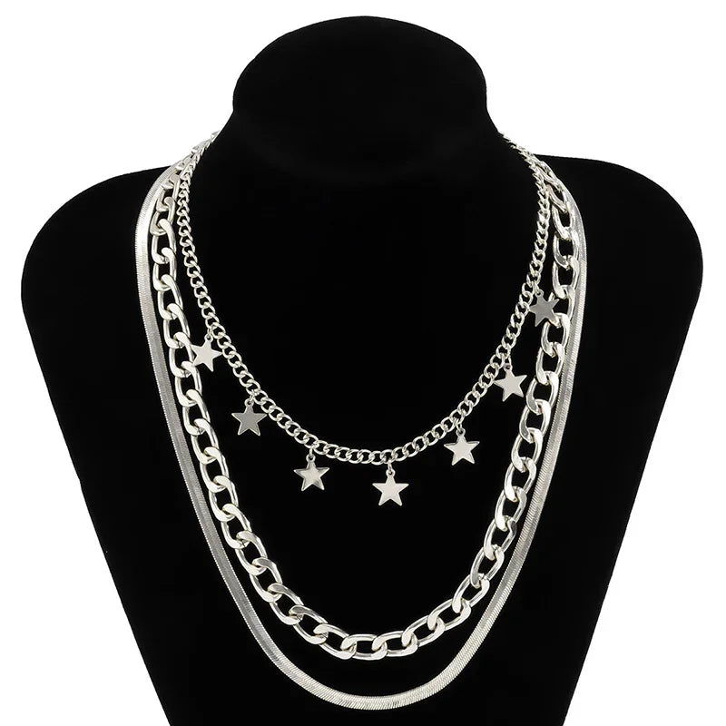 Layered Star Choker Necklace - AltaMiraJewels