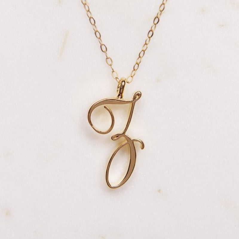 Gold Initial Letter Necklace - AltaMiraJewels