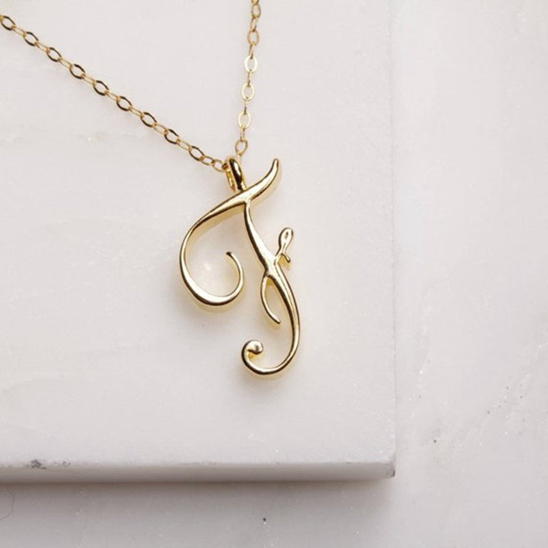 Gold Initial Letter Necklace - AltaMiraJewels