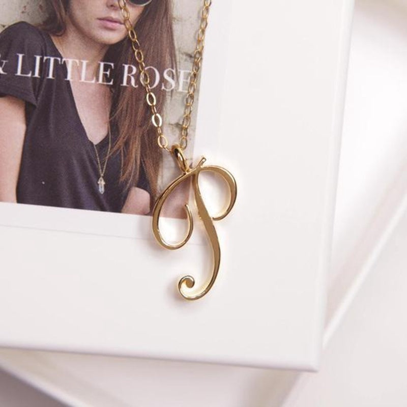 Gold Initial Letter Necklace - AltaMiraJewels