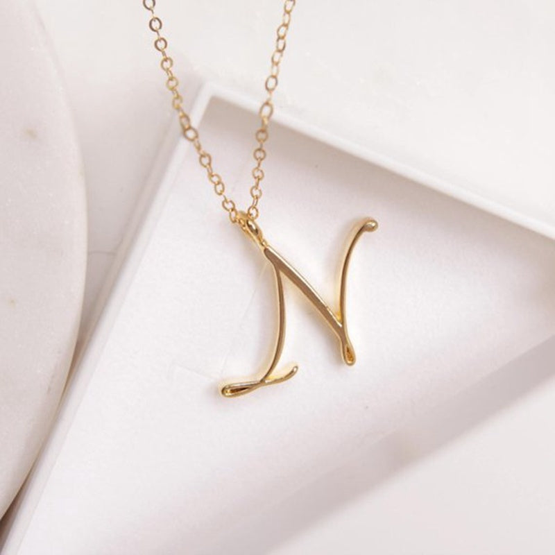 Gold Initial Letter Necklace - AltaMiraJewels