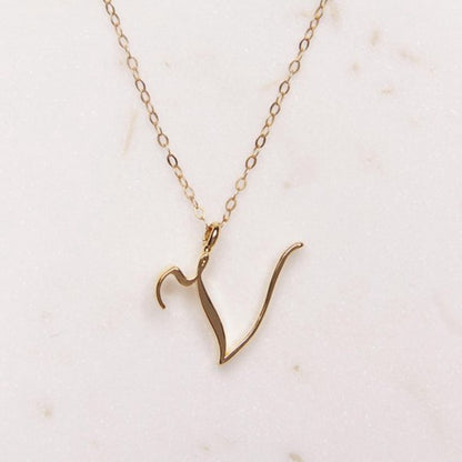 Gold Initial Letter Necklace - AltaMiraJewels
