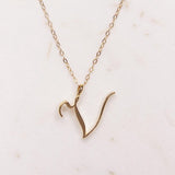 Gold Initial Letter Necklace - AltaMiraJewels