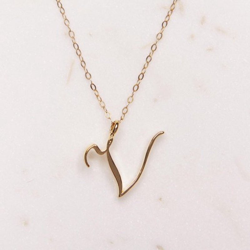Gold Initial Letter Necklace - AltaMiraJewels