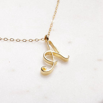 Gold Initial Letter Necklace - AltaMiraJewels