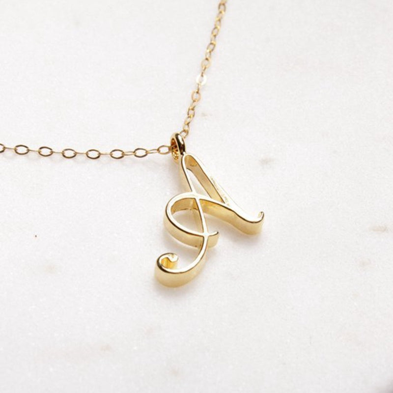 Gold Initial Letter Necklace - AltaMiraJewels