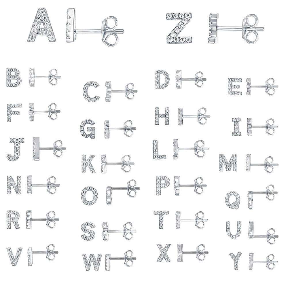 Gold Zircon Letter Earrings