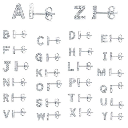 Gold Zircon Letter Earrings