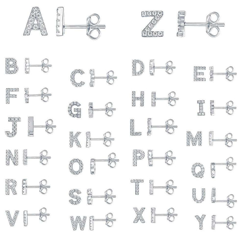 Gold Zircon Letter Earrings