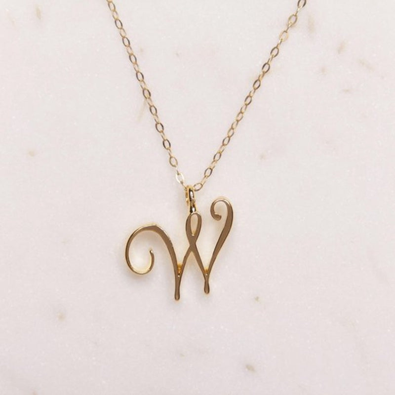 Gold Initial Letter Necklace - AltaMiraJewels