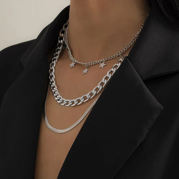 Layered Star Choker Necklace - AltaMiraJewels