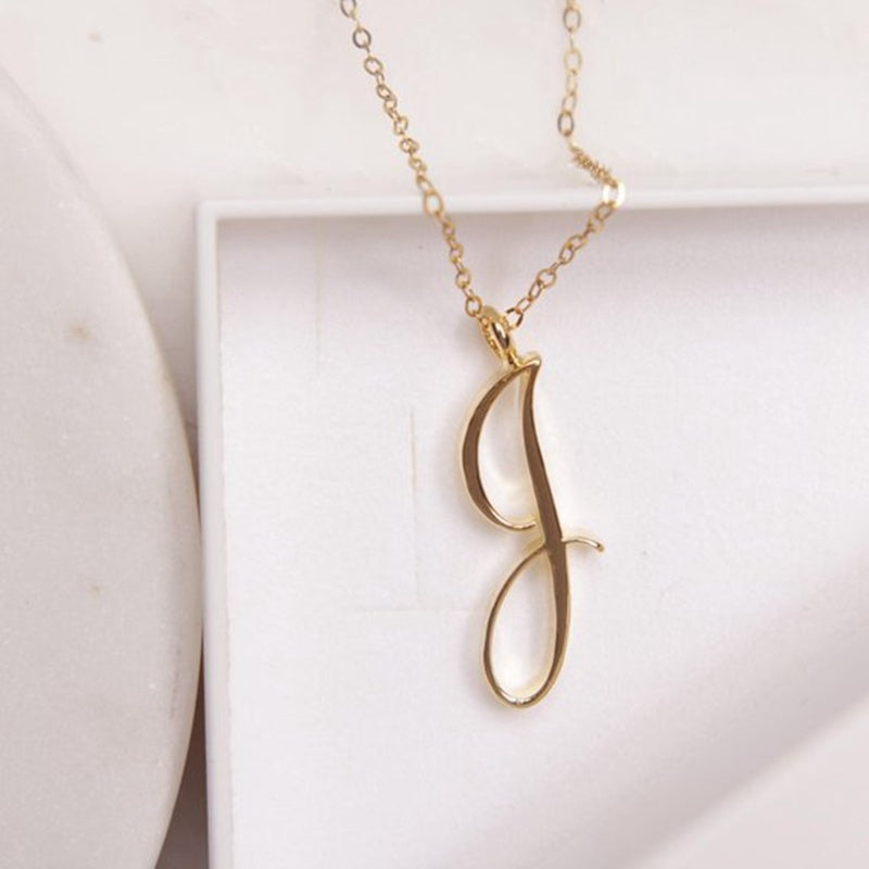 Gold Initial Letter Necklace - AltaMiraJewels