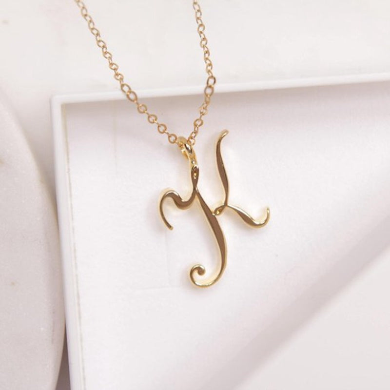 Gold Initial Letter Necklace - AltaMiraJewels