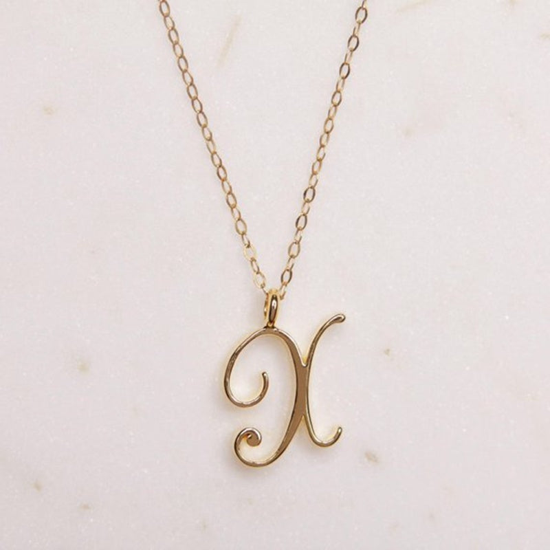 Gold Initial Letter Necklace - AltaMiraJewels