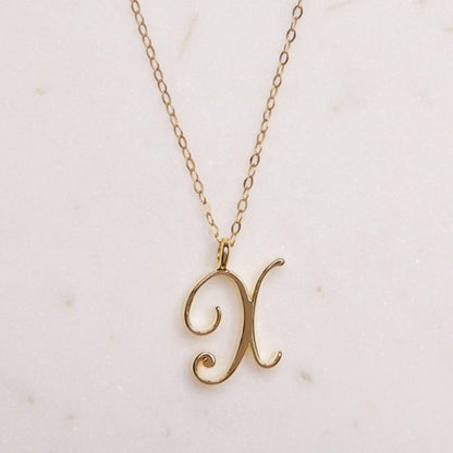 Gold Initial Letter Necklace - AltaMiraJewels