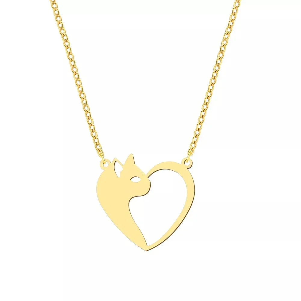 Heart Cat Pendant Necklace - AltaMiraJewels